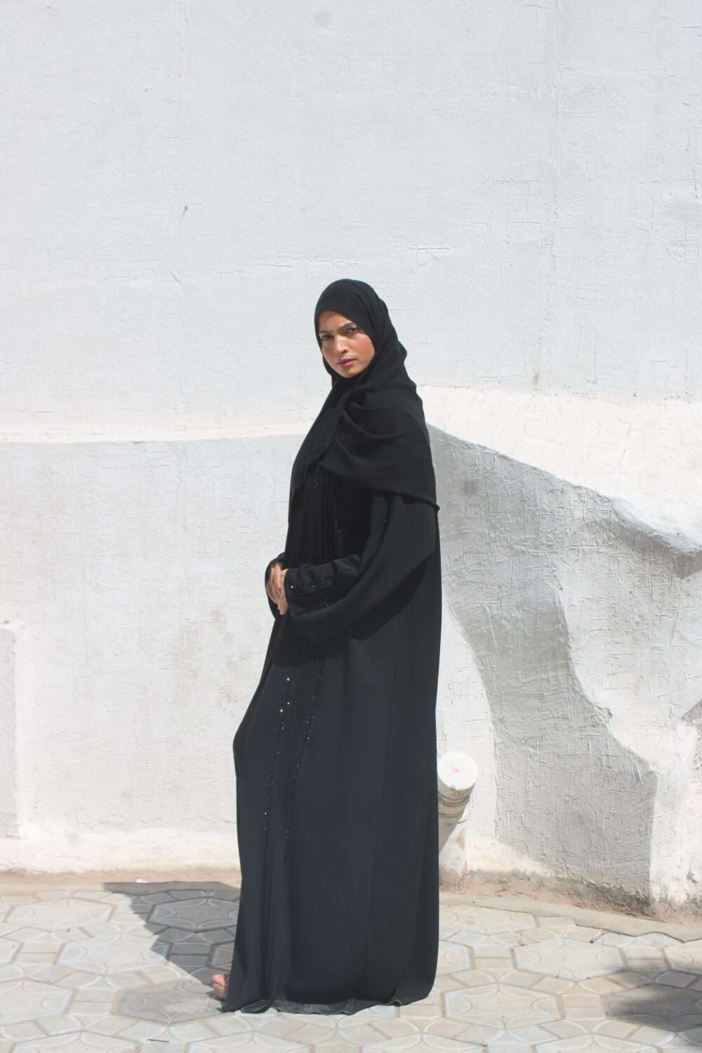 Black Abaya with Kardana Work - Image 3