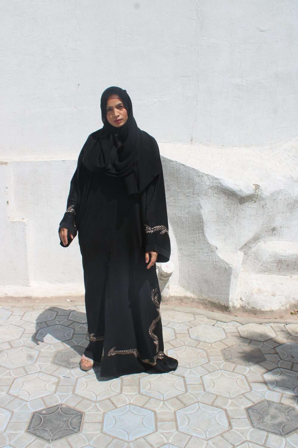 Black Abaya with Shining Lace Work - Image 8
