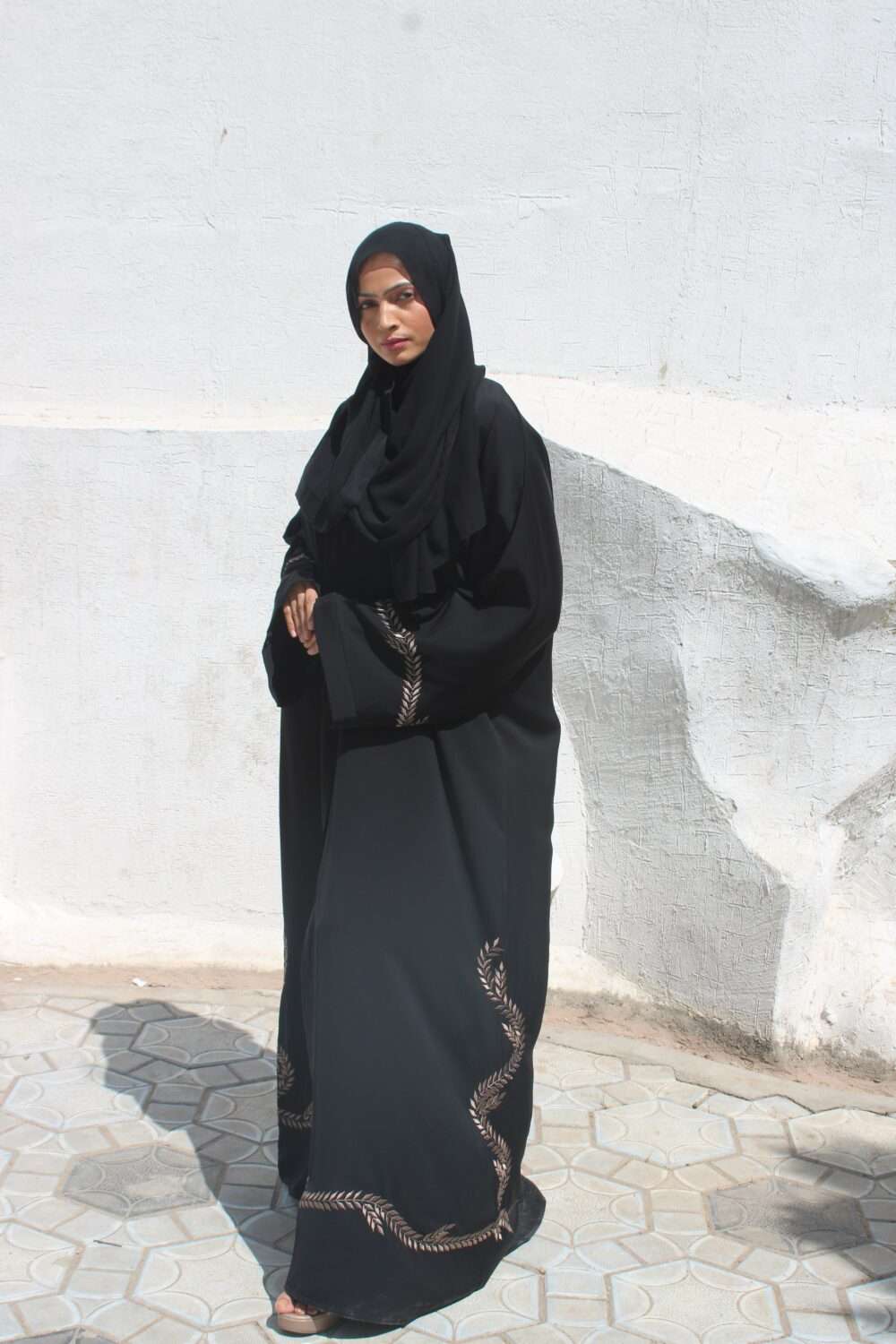 Black Abaya with Shining Lace Work - Image 7