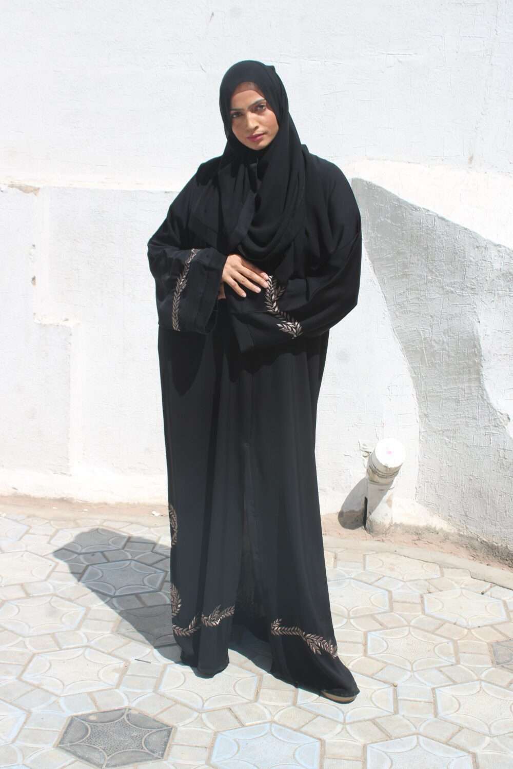 Black Abaya with Shining Lace Work - Image 4