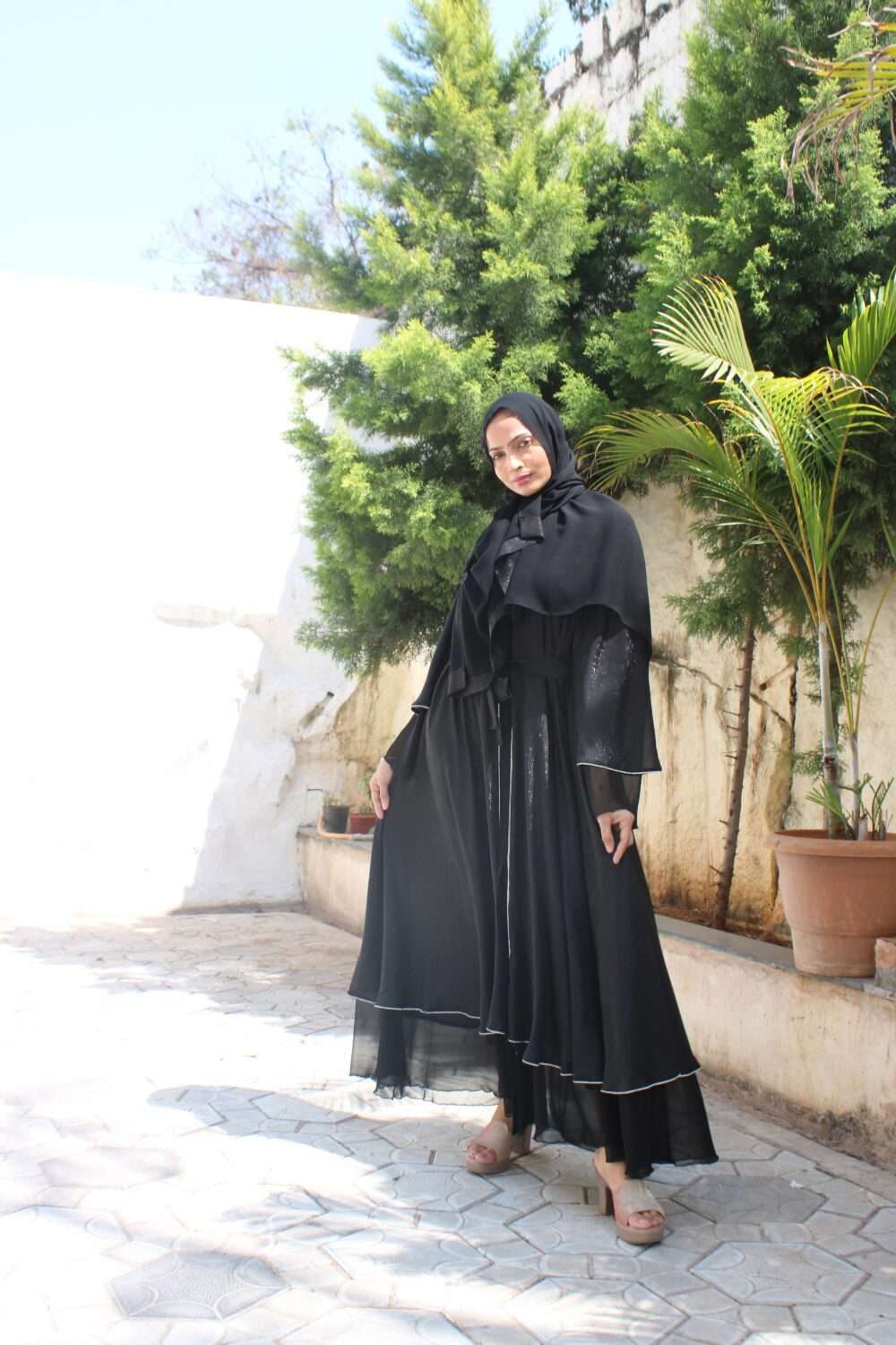 Black Abaya with Stone Work - Image 14