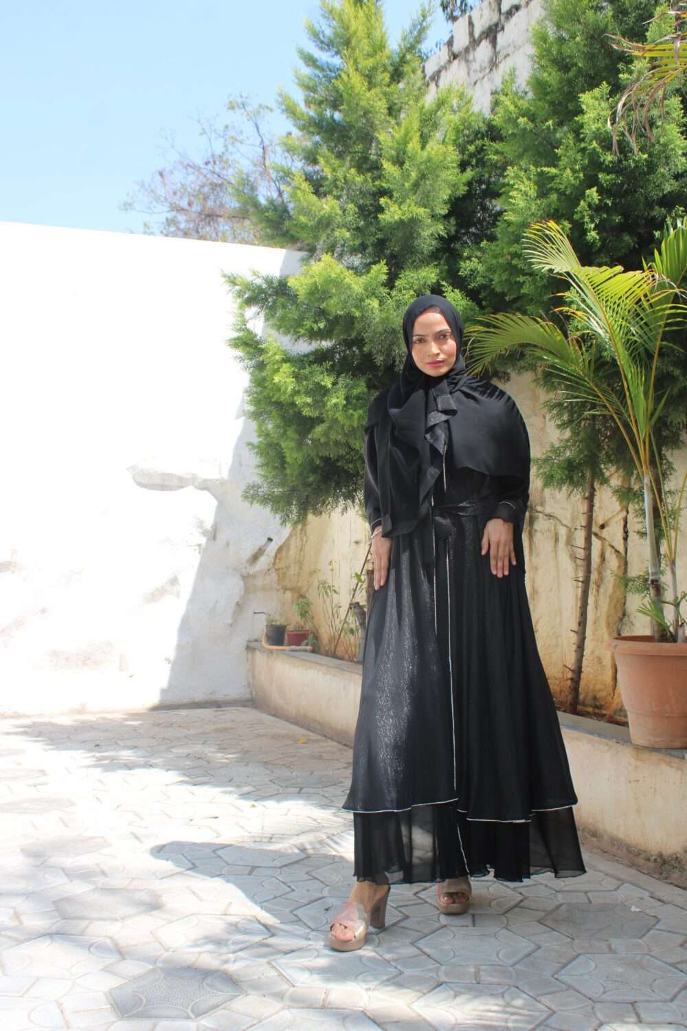 Black Abaya with Stone Work - Image 13