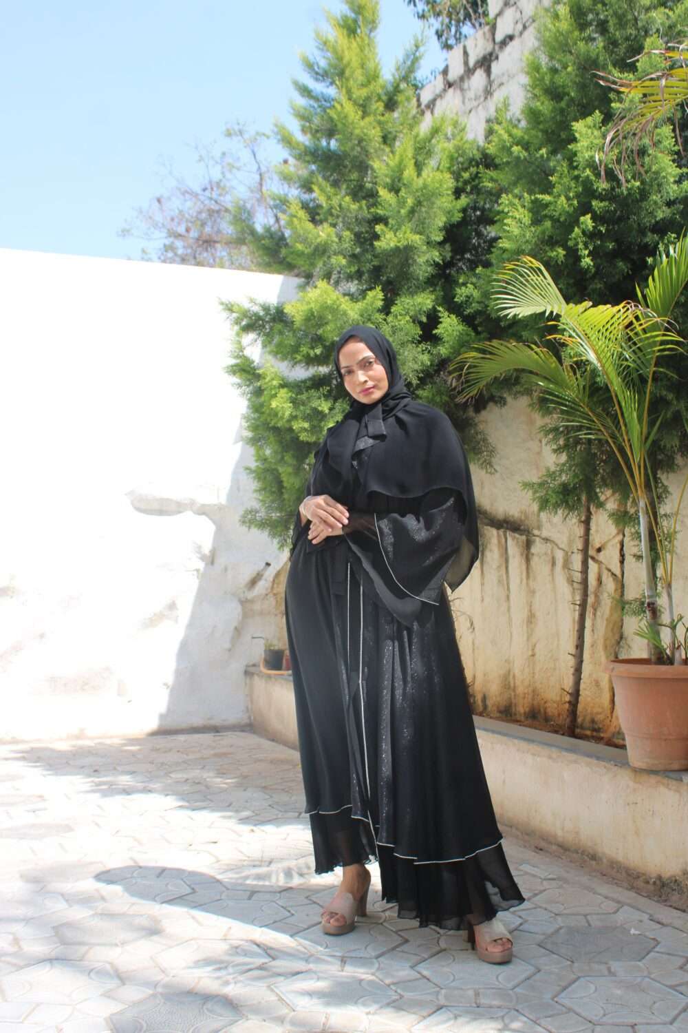 Black Abaya with Stone Work - Image 12
