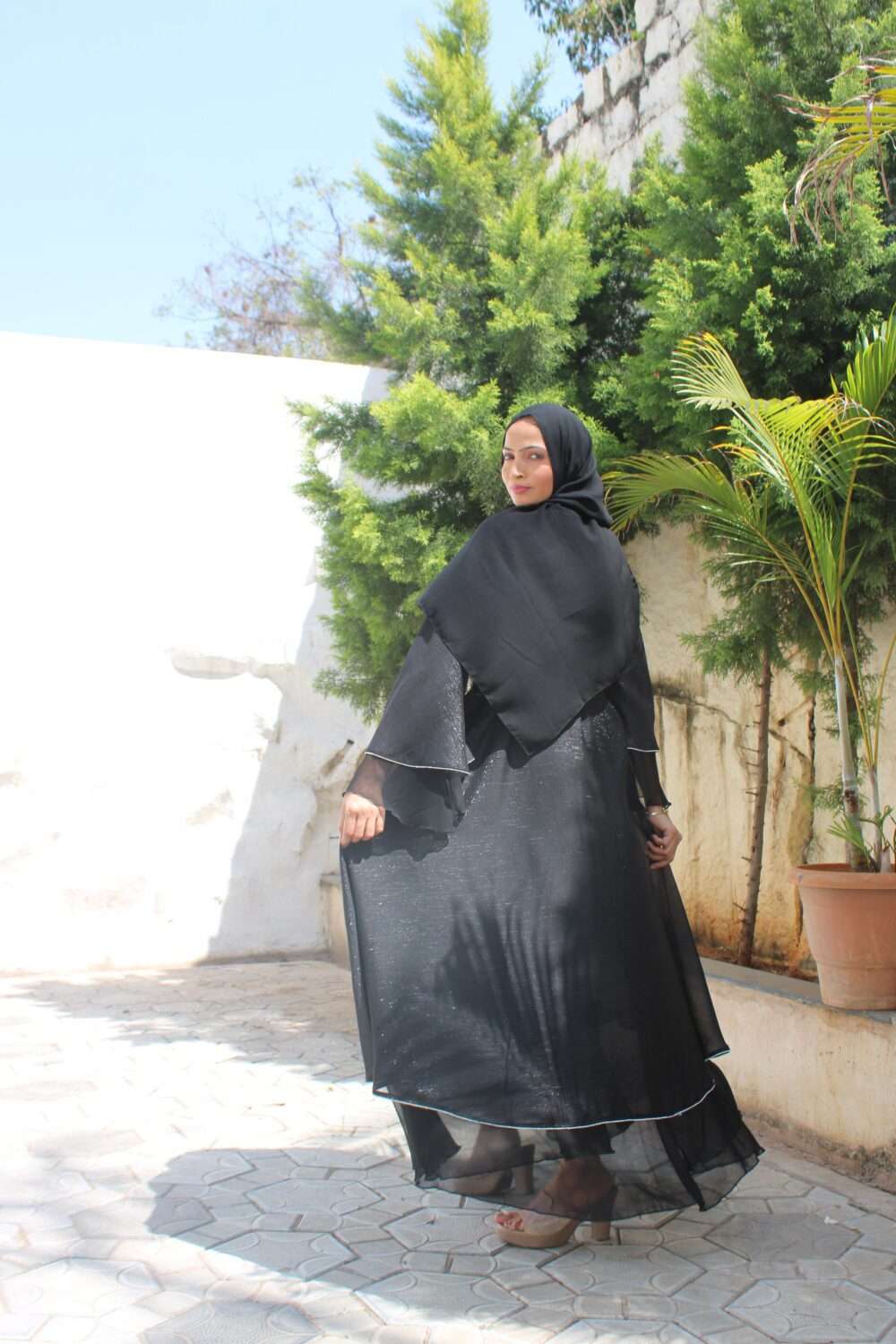 Black Abaya with Stone Work - Image 11
