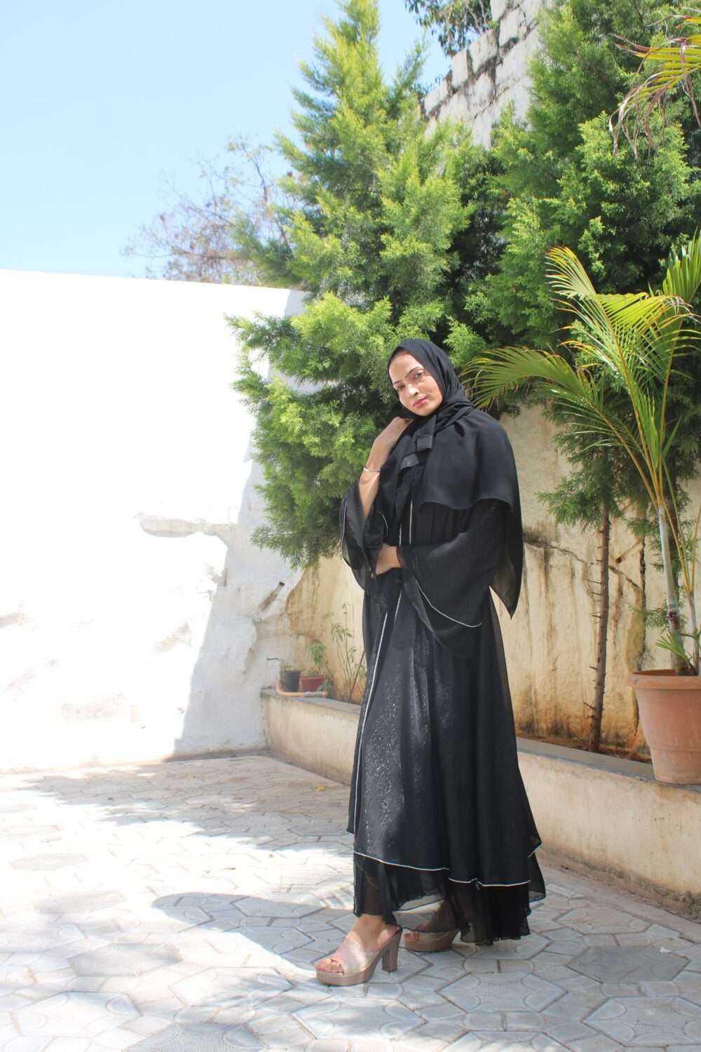 Black Abaya with Stone Work - Image 10