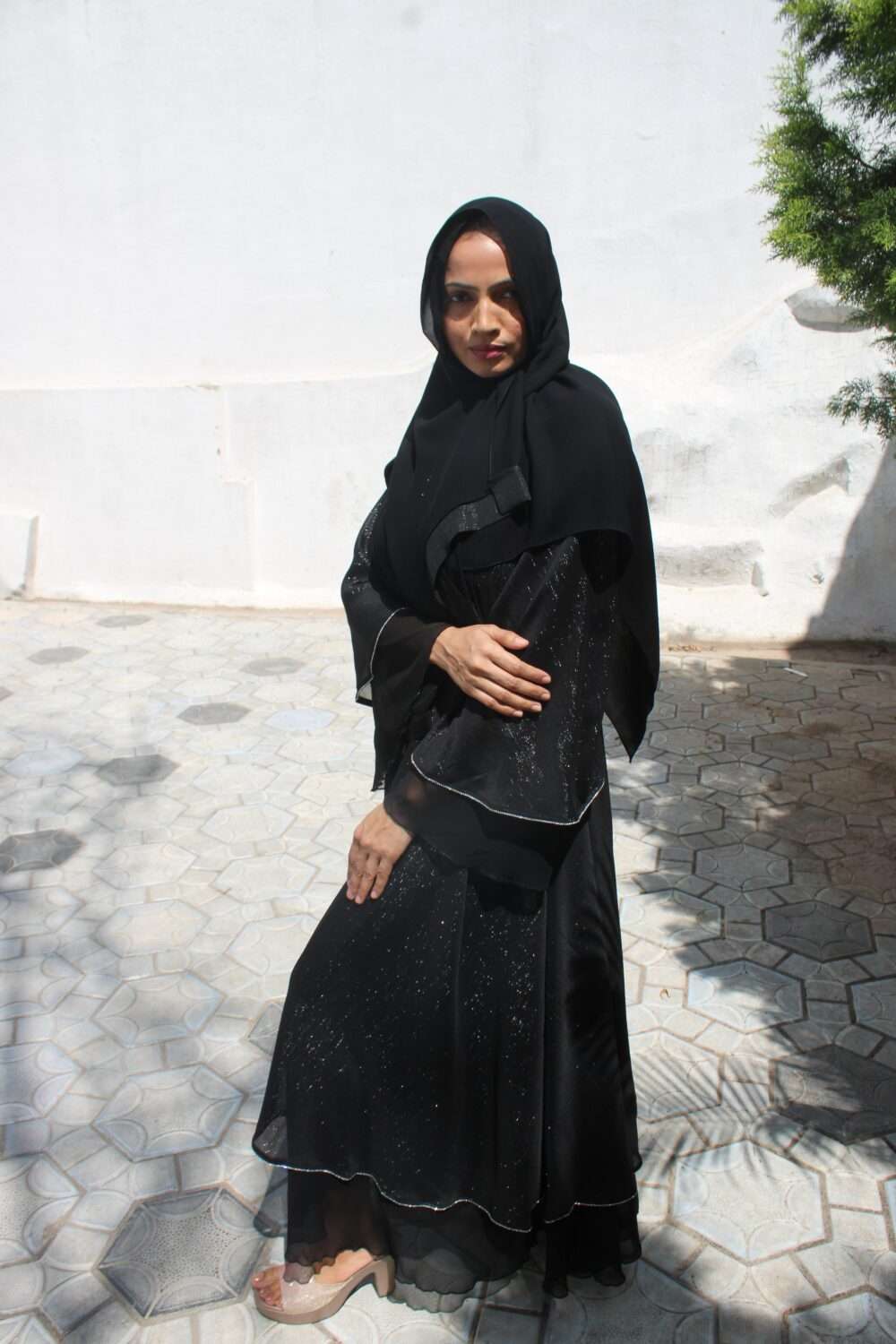Black Abaya with Stone Work - Image 8