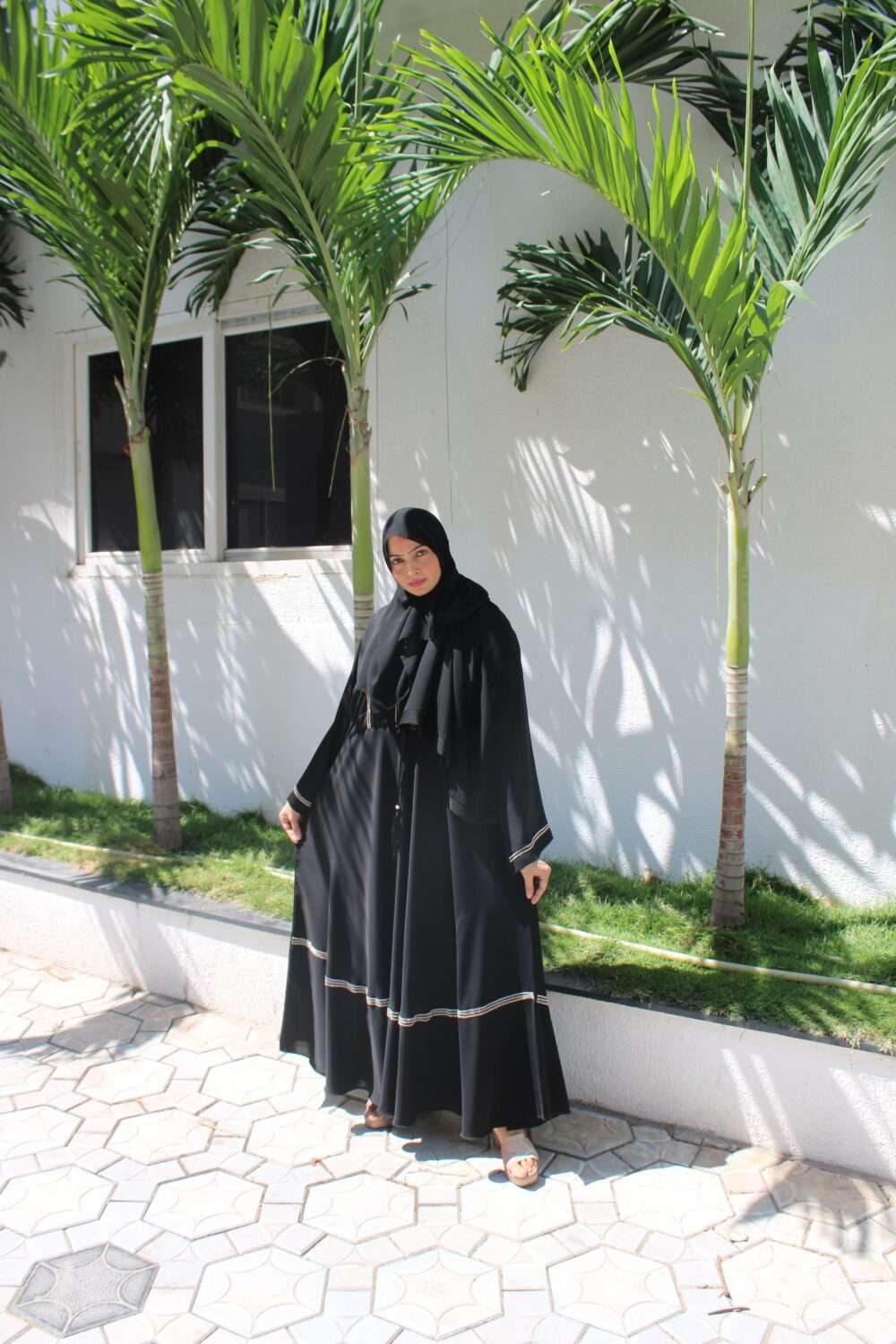 Black Abaya with Stone Work - Image 6