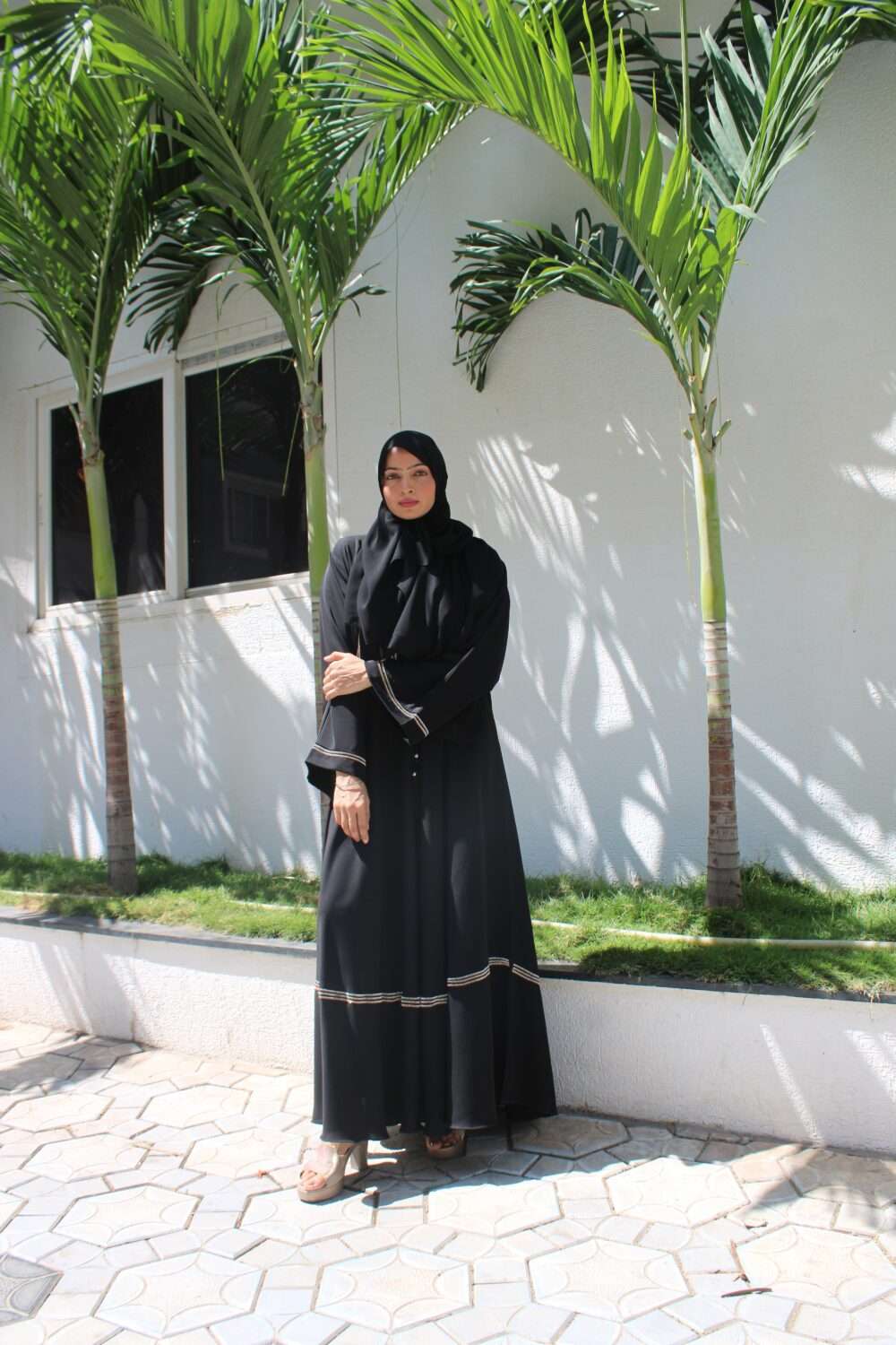 Black Abaya with Stone Work - Image 5