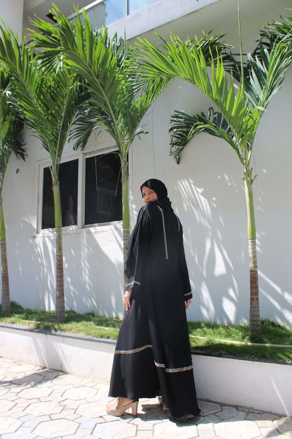 Black Abaya with Stone Work - Image 3