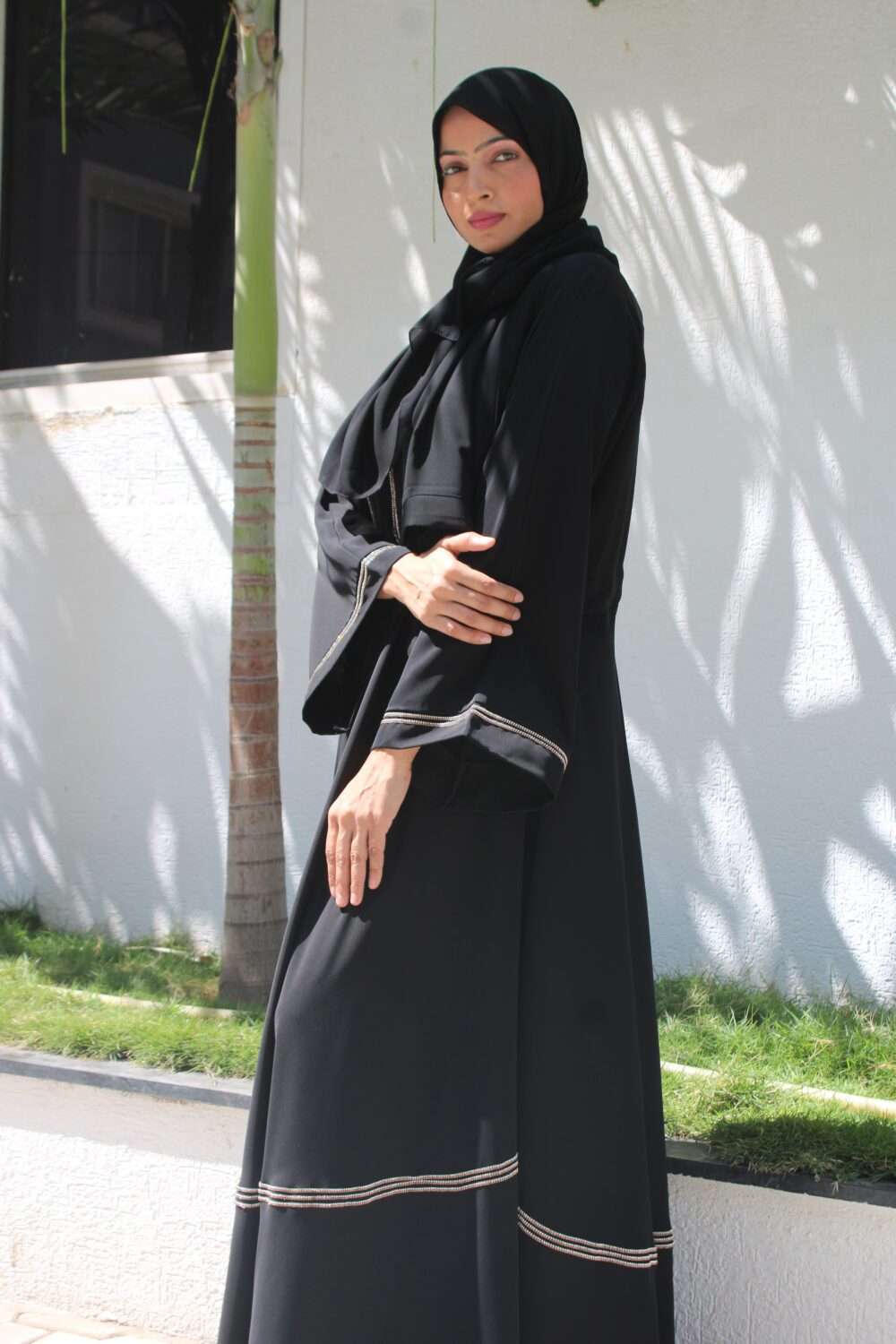 Black Abaya with Stone Work - Image 2