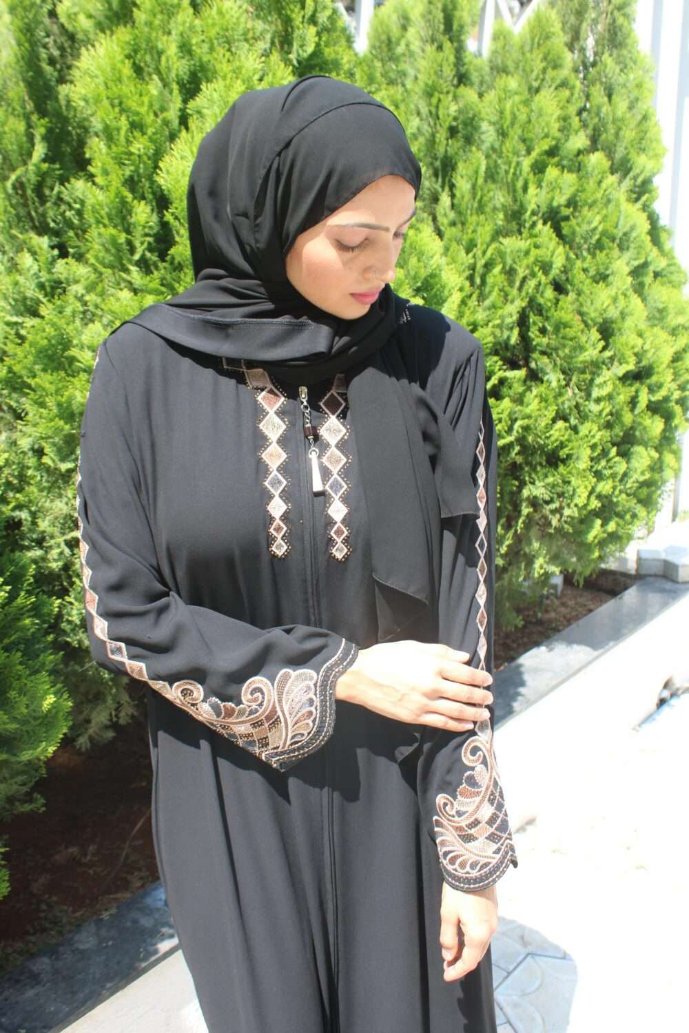 Black Turkish Coat with Stone Work