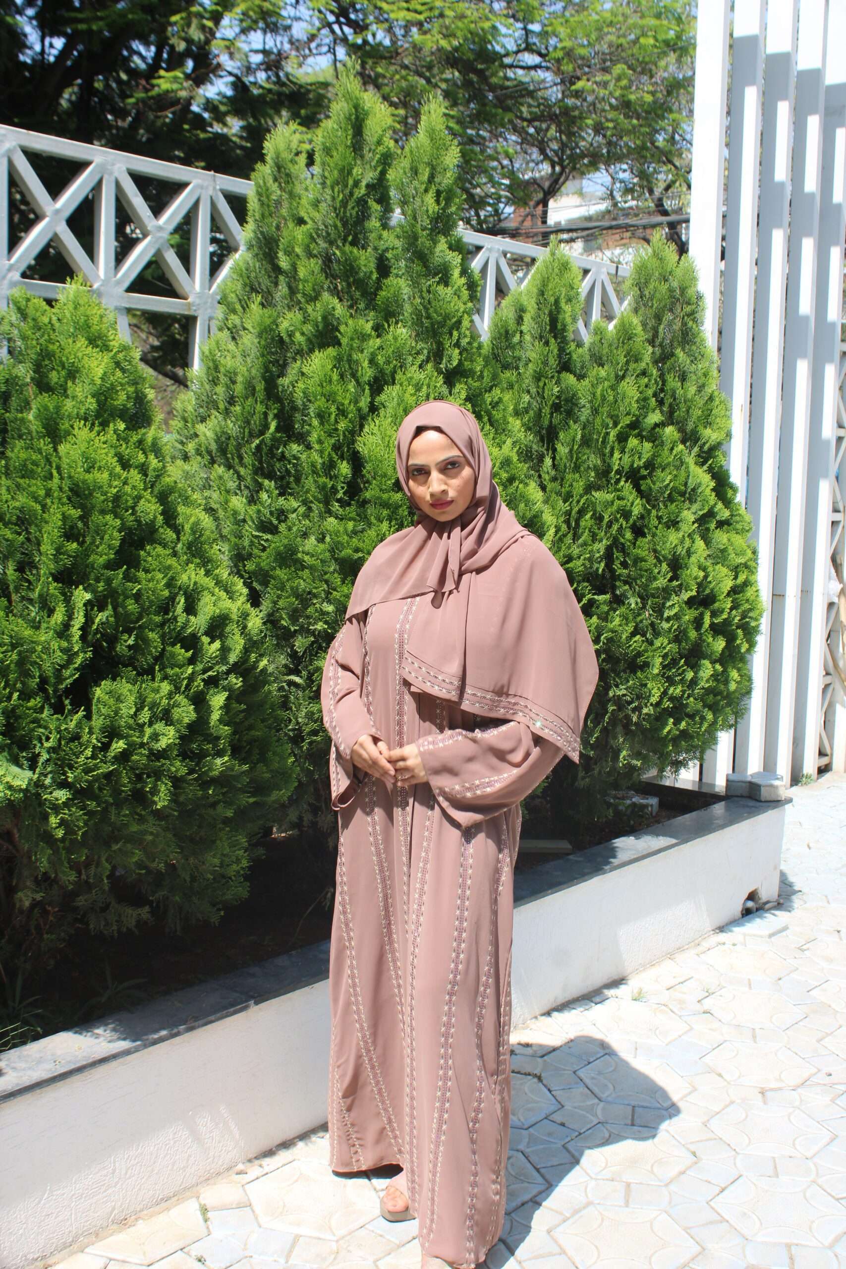 Pink Abaya with Stone Work - Image 8
