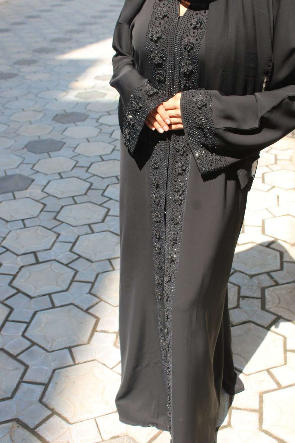 Black Abaya with Kardana Work - Image 3