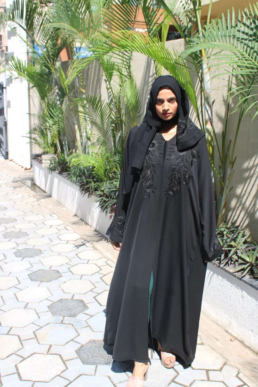 Black Abaya with Embroidery & Kardana Work - Image 7