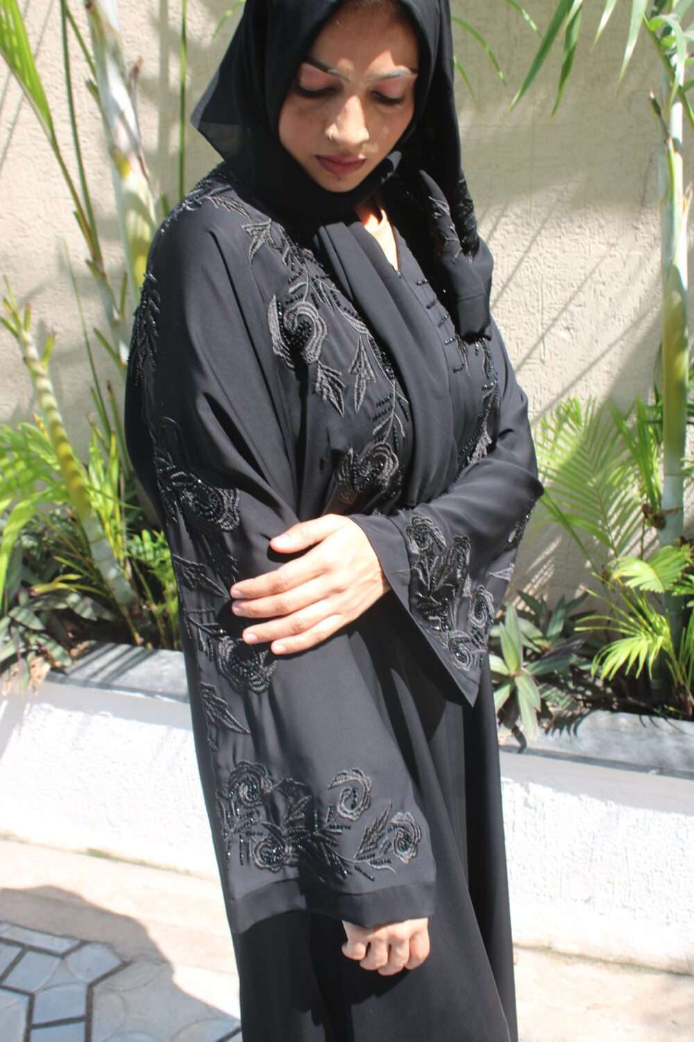Black Abaya with Embroidery & Kardana Work - Image 2