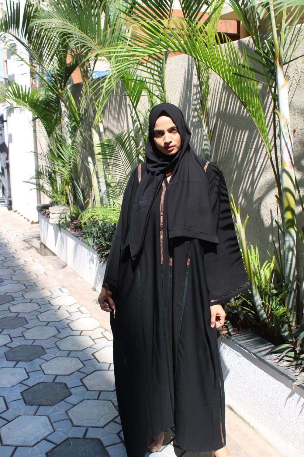 Black Abaya with Lace Work - Image 7