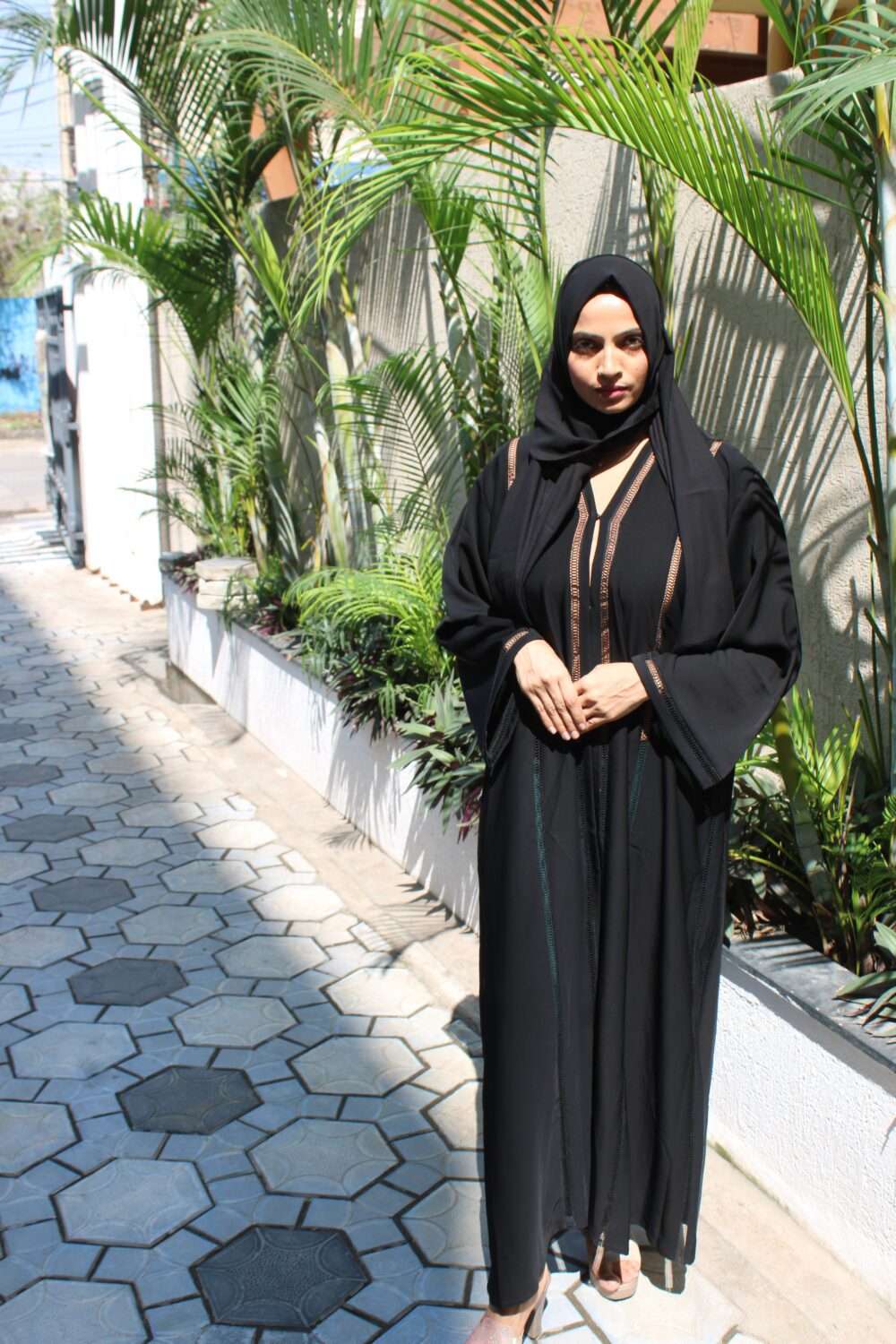 Black Abaya with Lace Work - Image 6