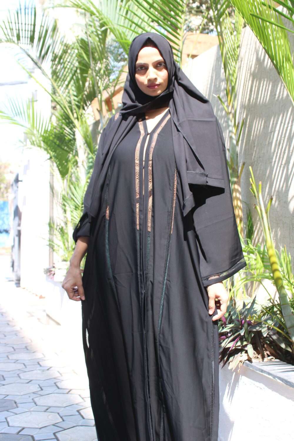 Black Abaya with Lace Work - Image 2