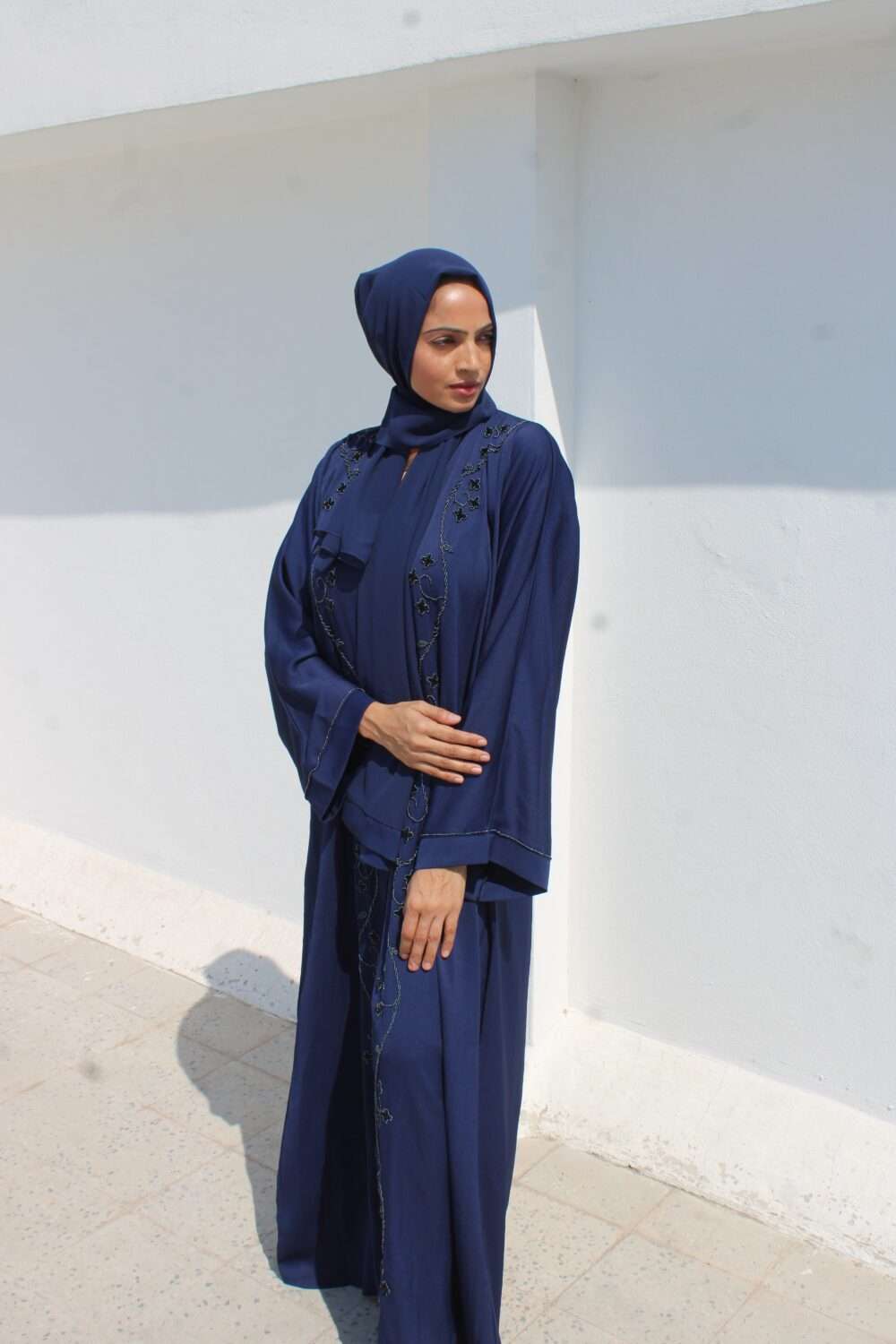 Dark Blue Abaya with Kardana Work