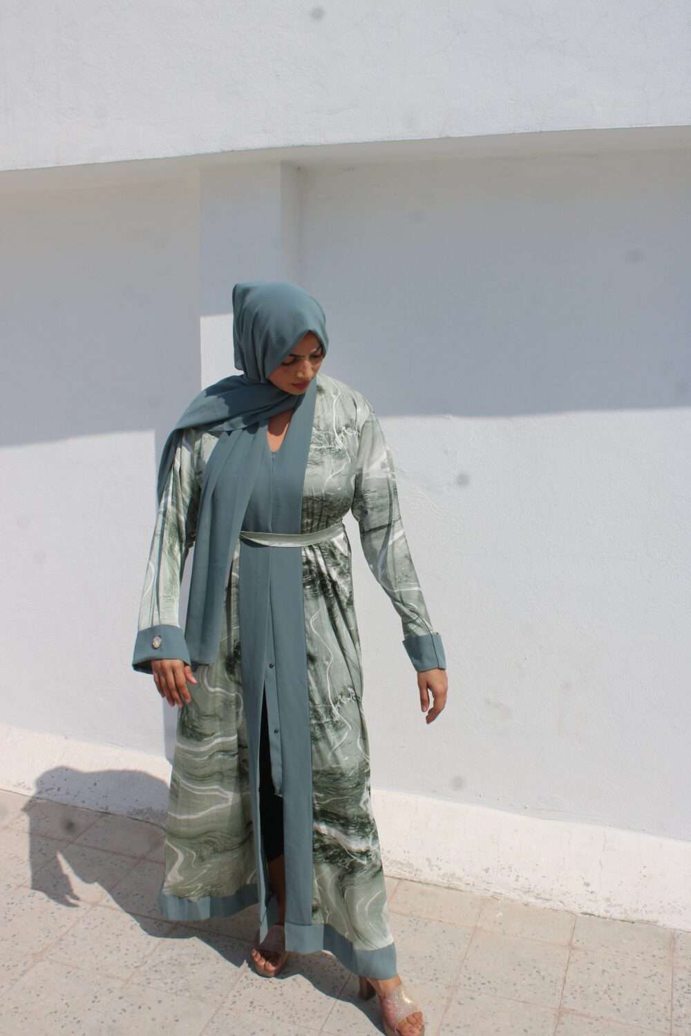 Green Printed Abaya - Image 12