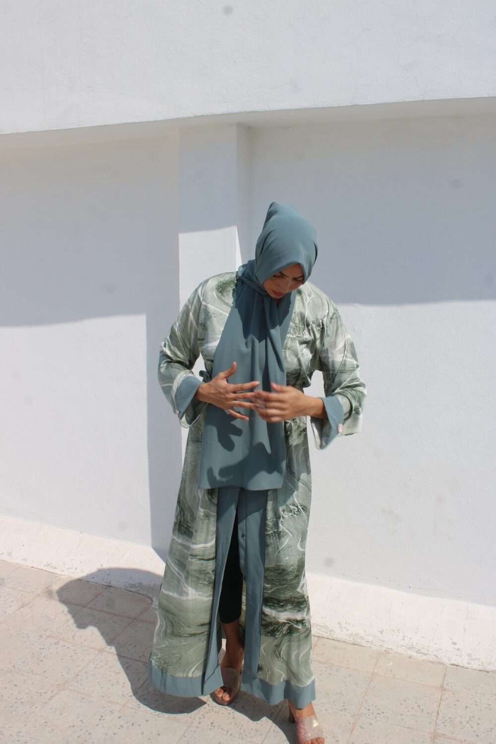 Green Printed Abaya - Image 11