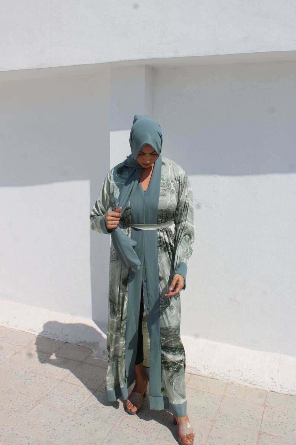 Green Printed Abaya - Image 10
