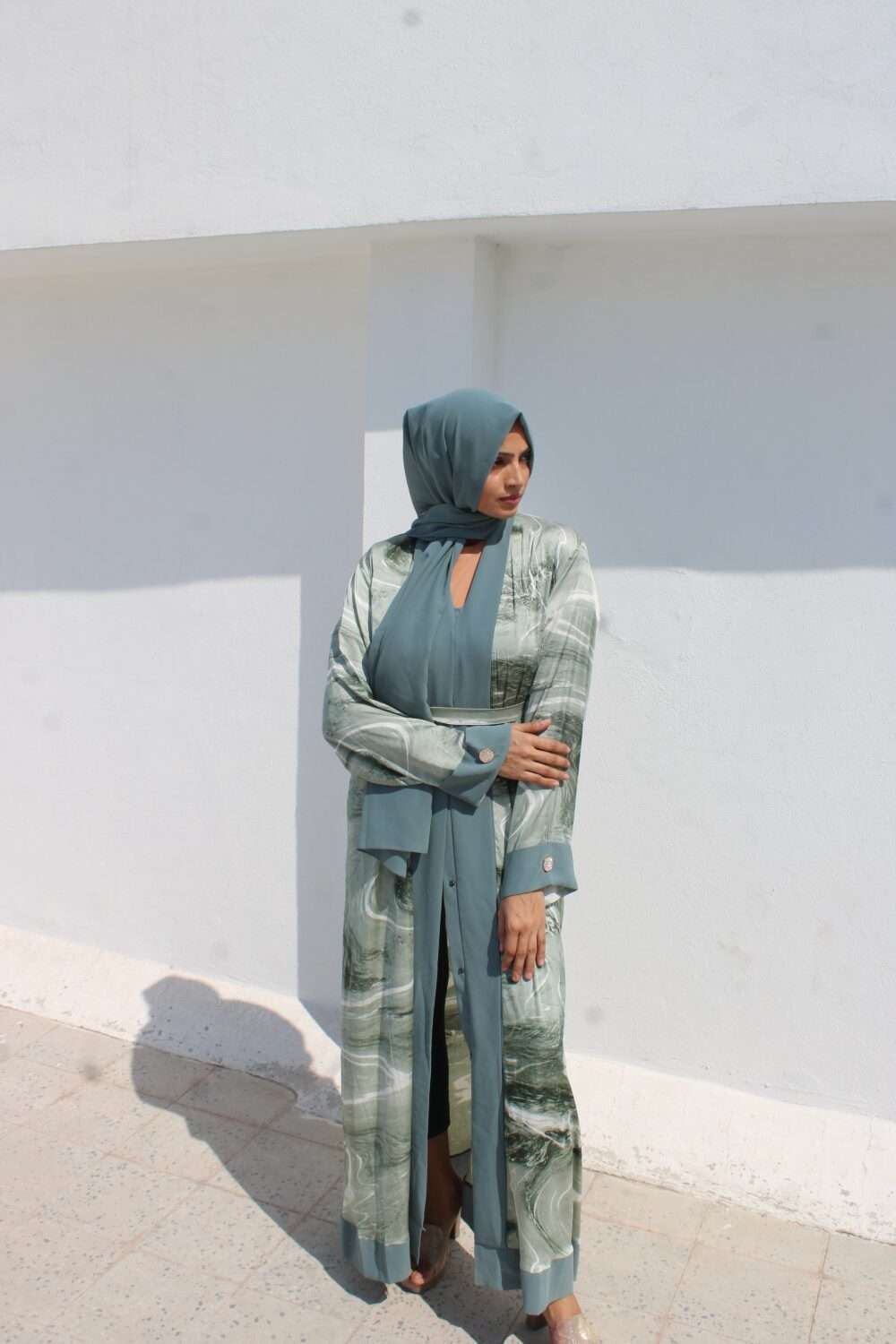 Green Printed Abaya - Image 9