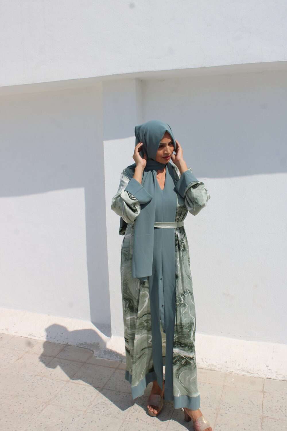 Green Printed Abaya - Image 8