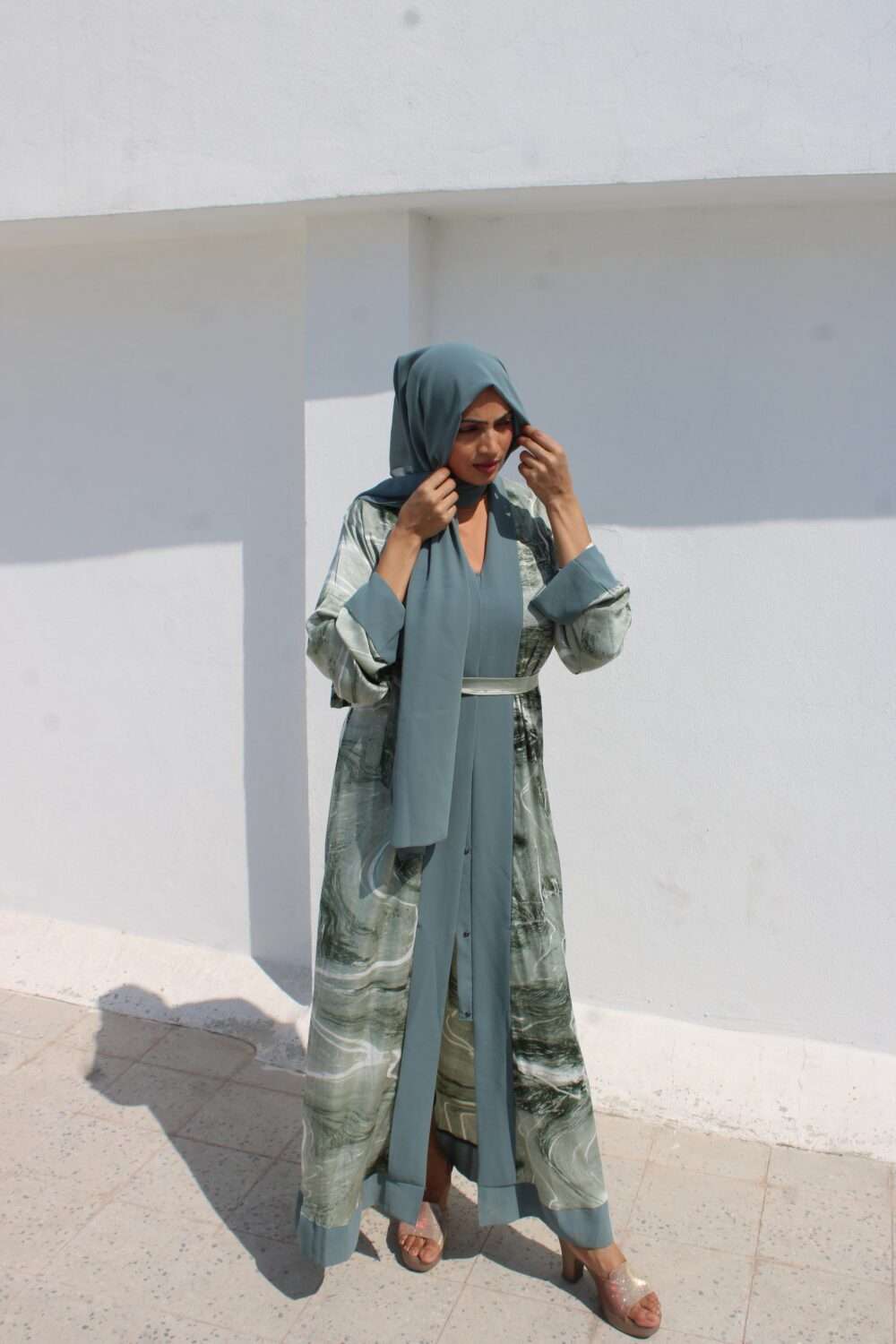 Green Printed Abaya - Image 6