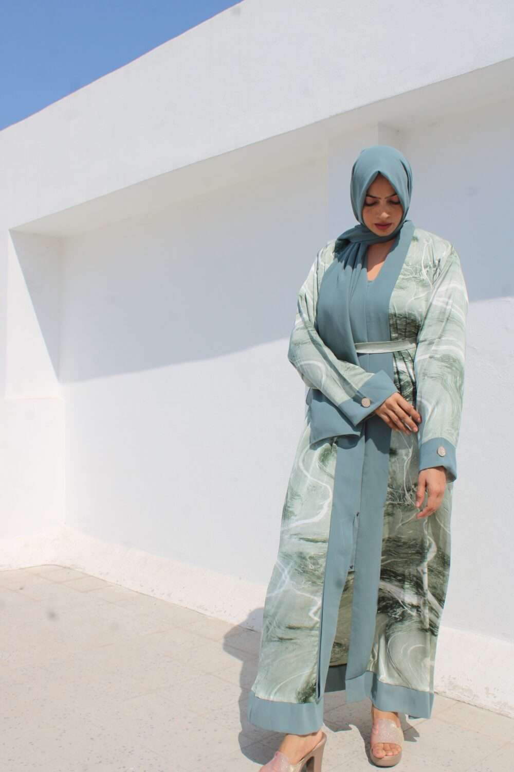 Green Printed Abaya - Image 4