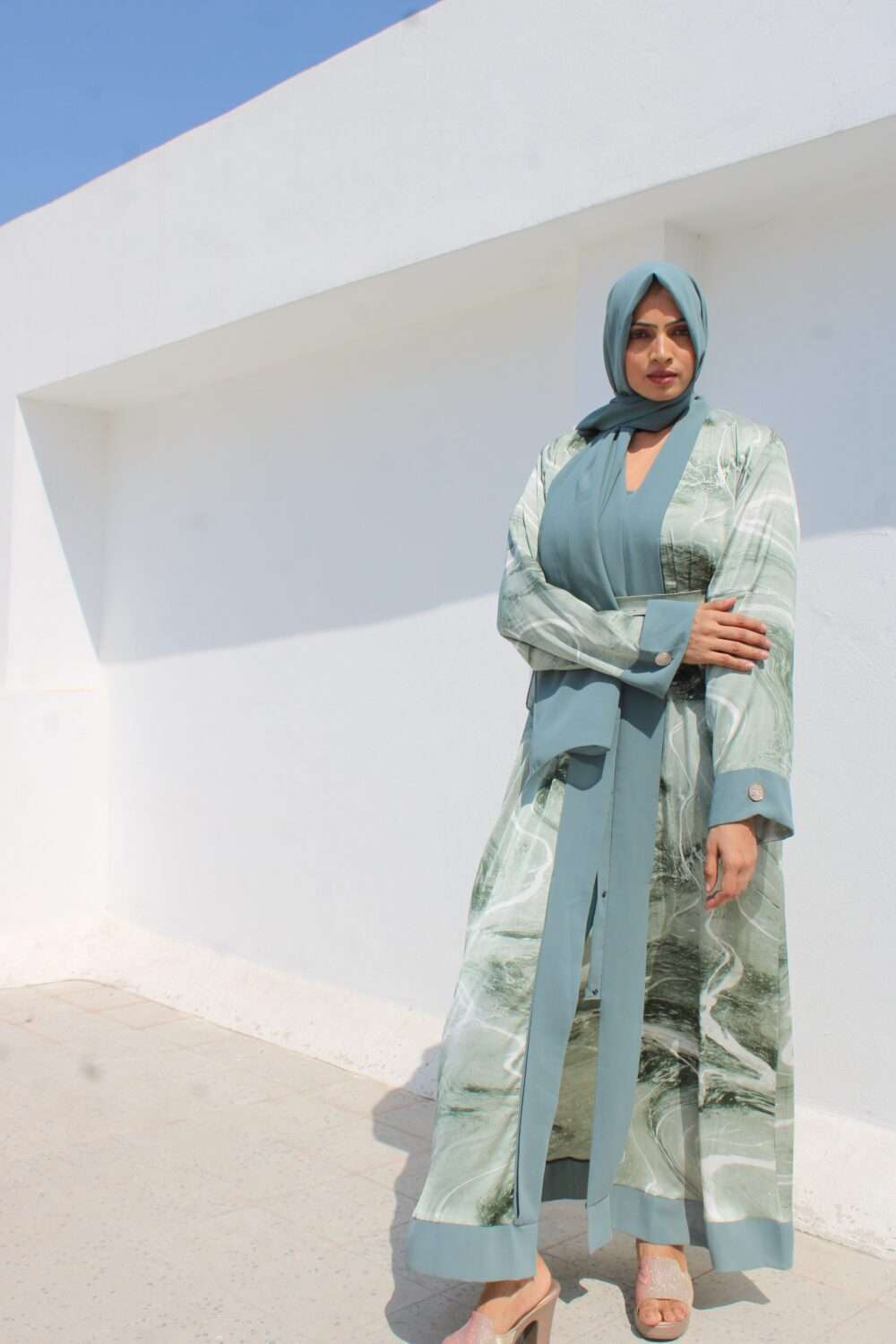 Green Printed Abaya - Image 3