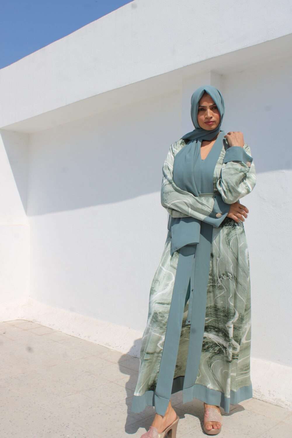 Green Printed Abaya - Image 2