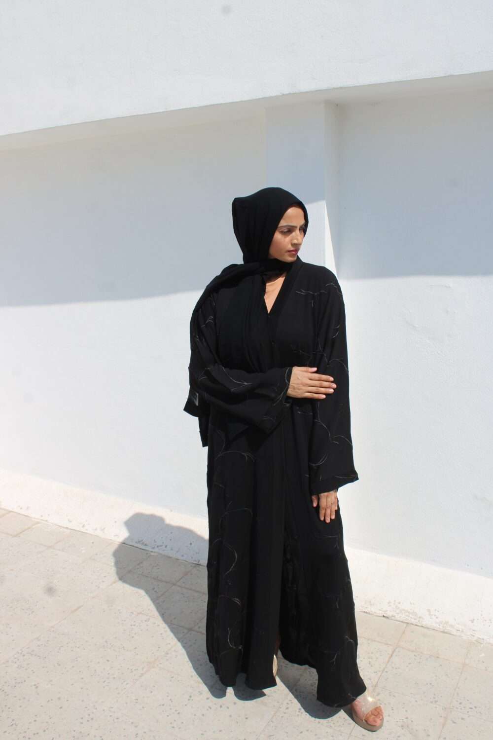 Black Abaya with Embroidery & Stone Work - Image 5