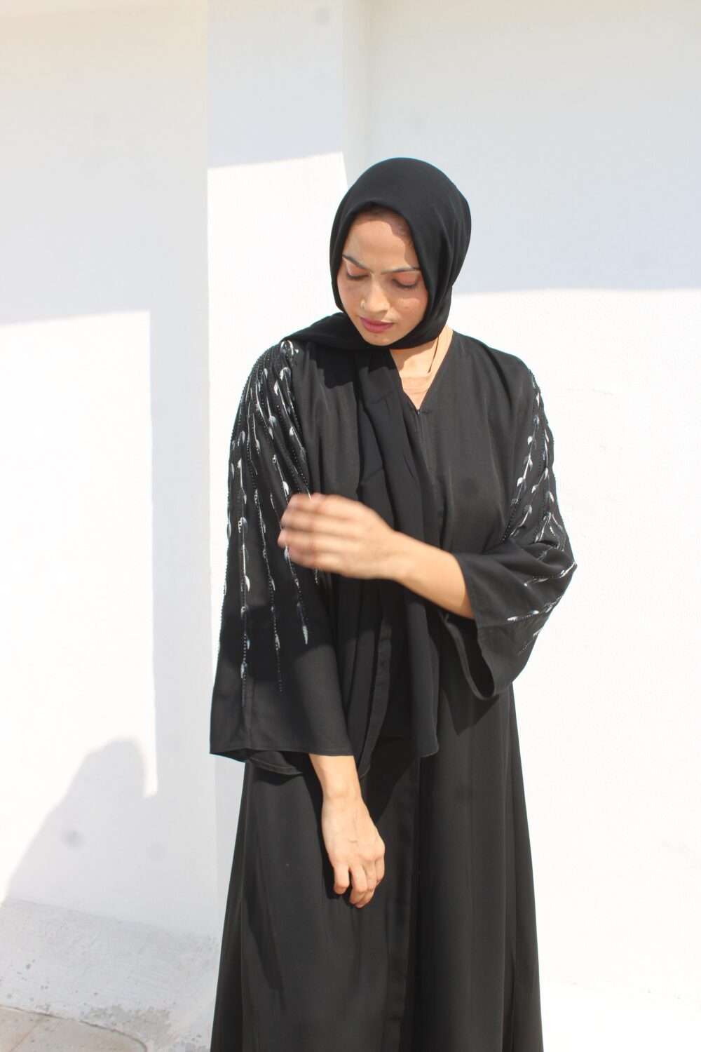 Black Abaya with Black Stone Work - Image 5