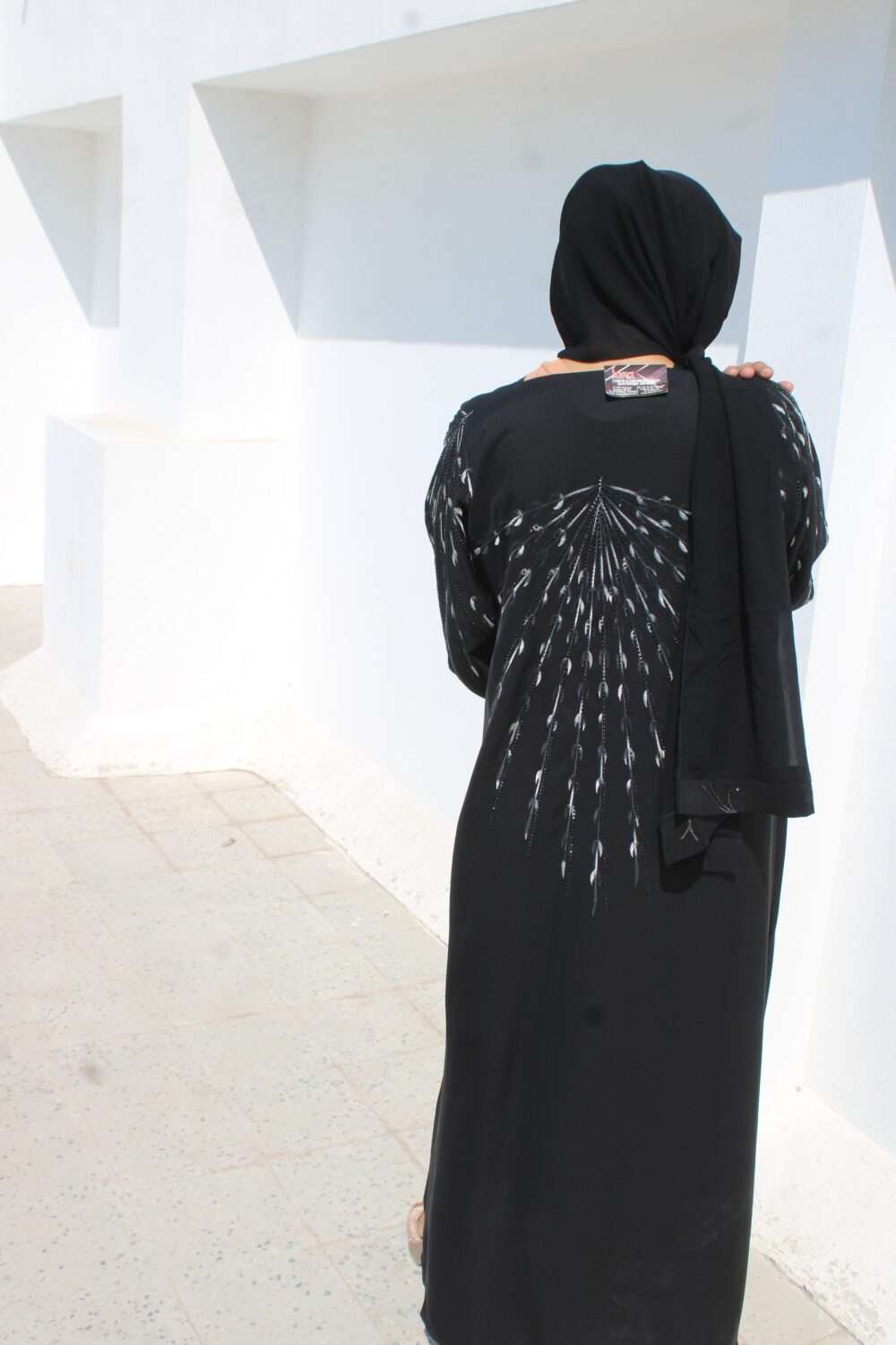 Black Abaya with Black Stone Work - Image 2