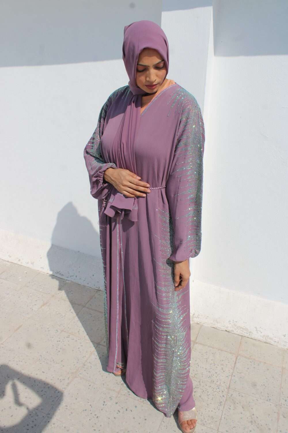 Zoom Abaya with Heavy Stone Work