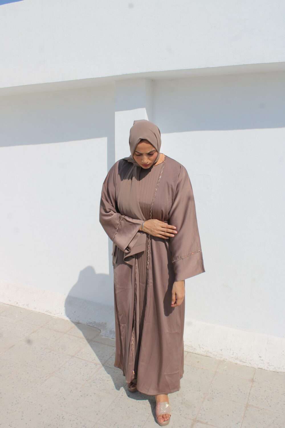 2 Piece Beige Abaya with Stone Work - Image 11
