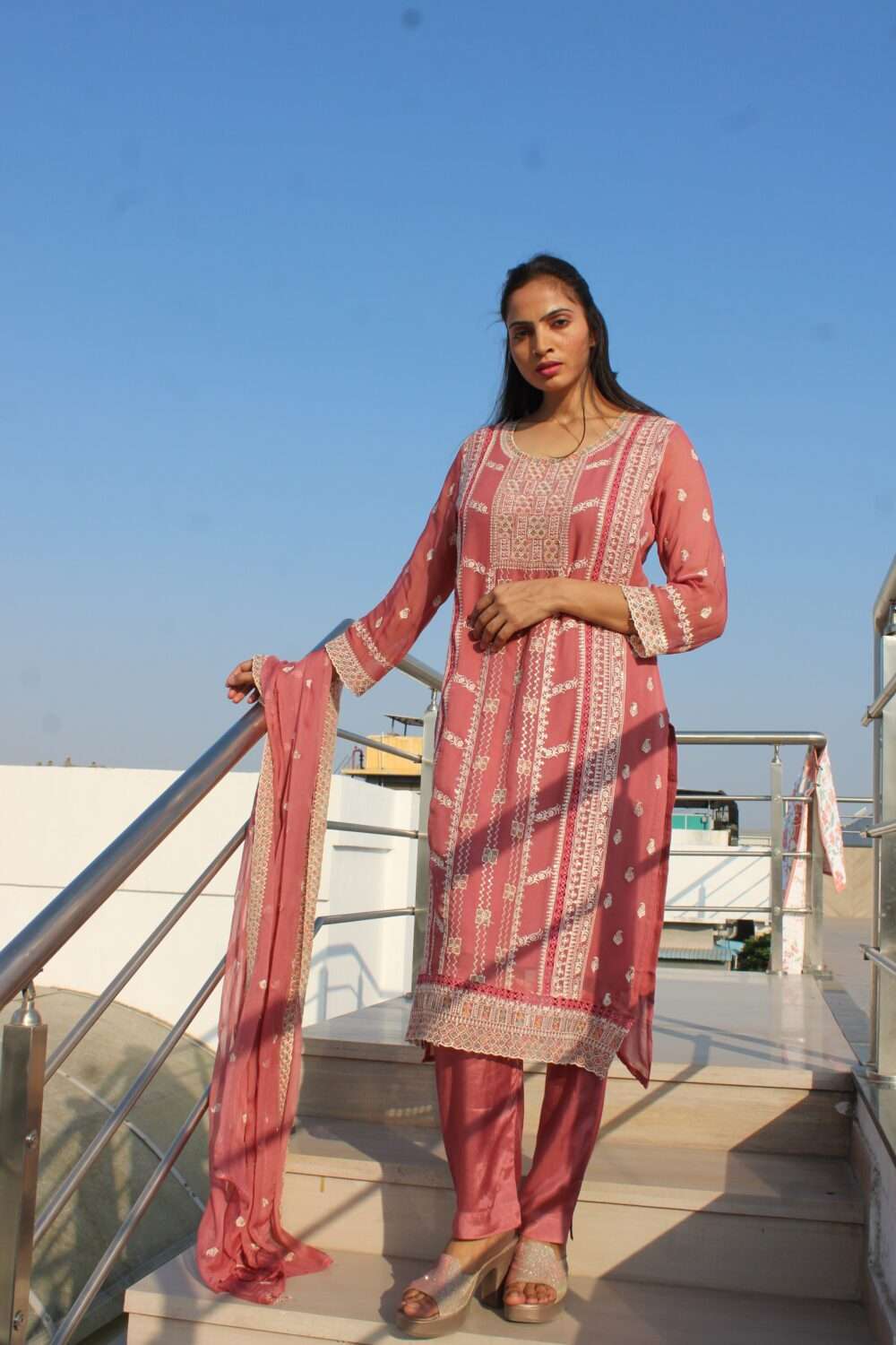 Party Wear Pakistani Suit with Embroidery - Image 11