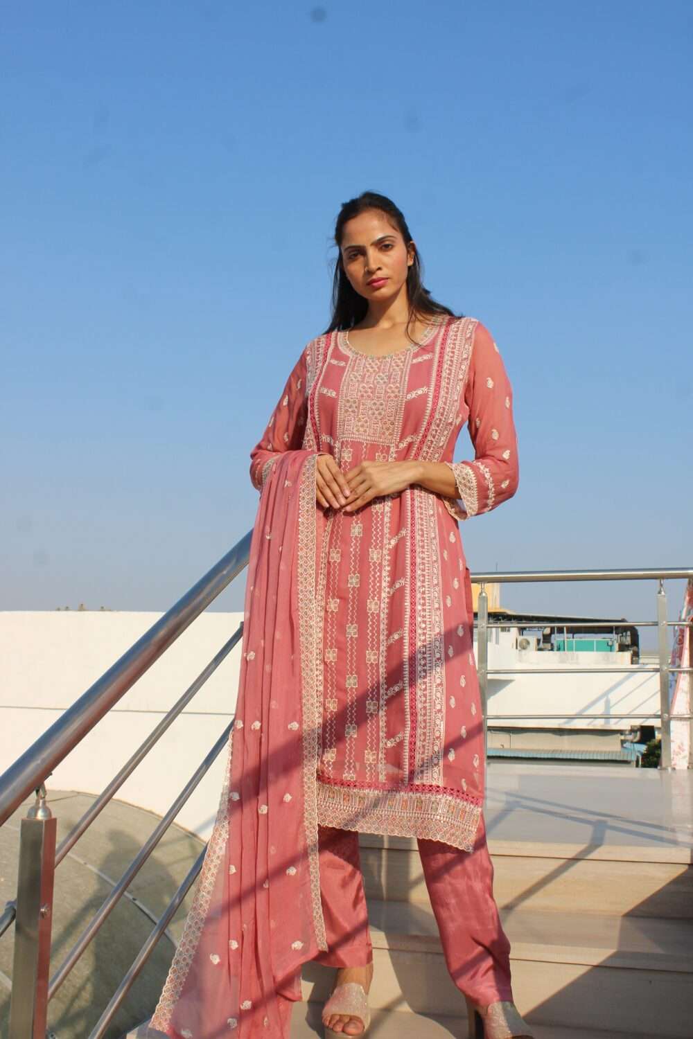 Party Wear Pakistani Suit with Embroidery - Image 10