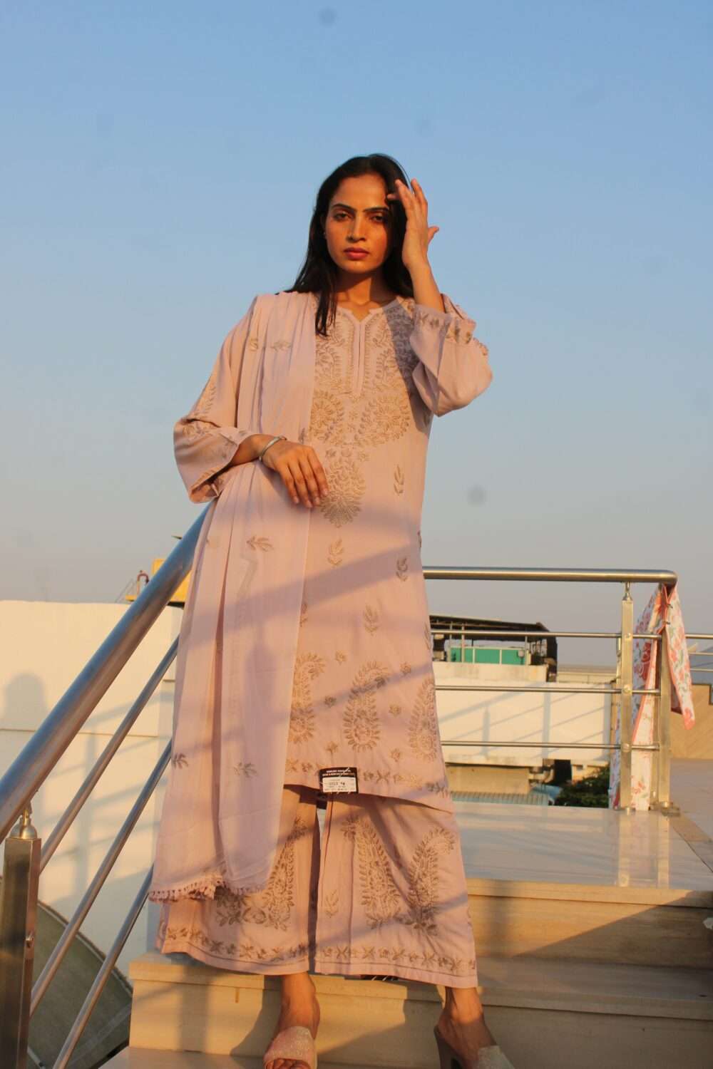 Light Purple Pakistani Suit with Lacework and Embroidery - Image 21
