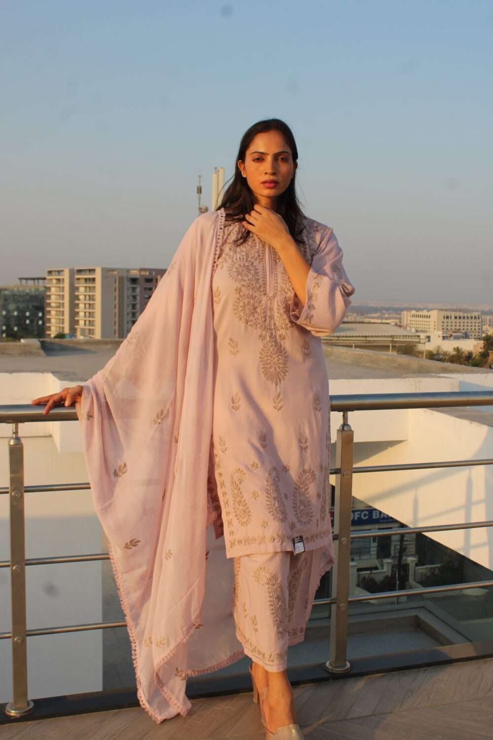 Light Purple Pakistani Suit with Lacework and Embroidery - Image 15