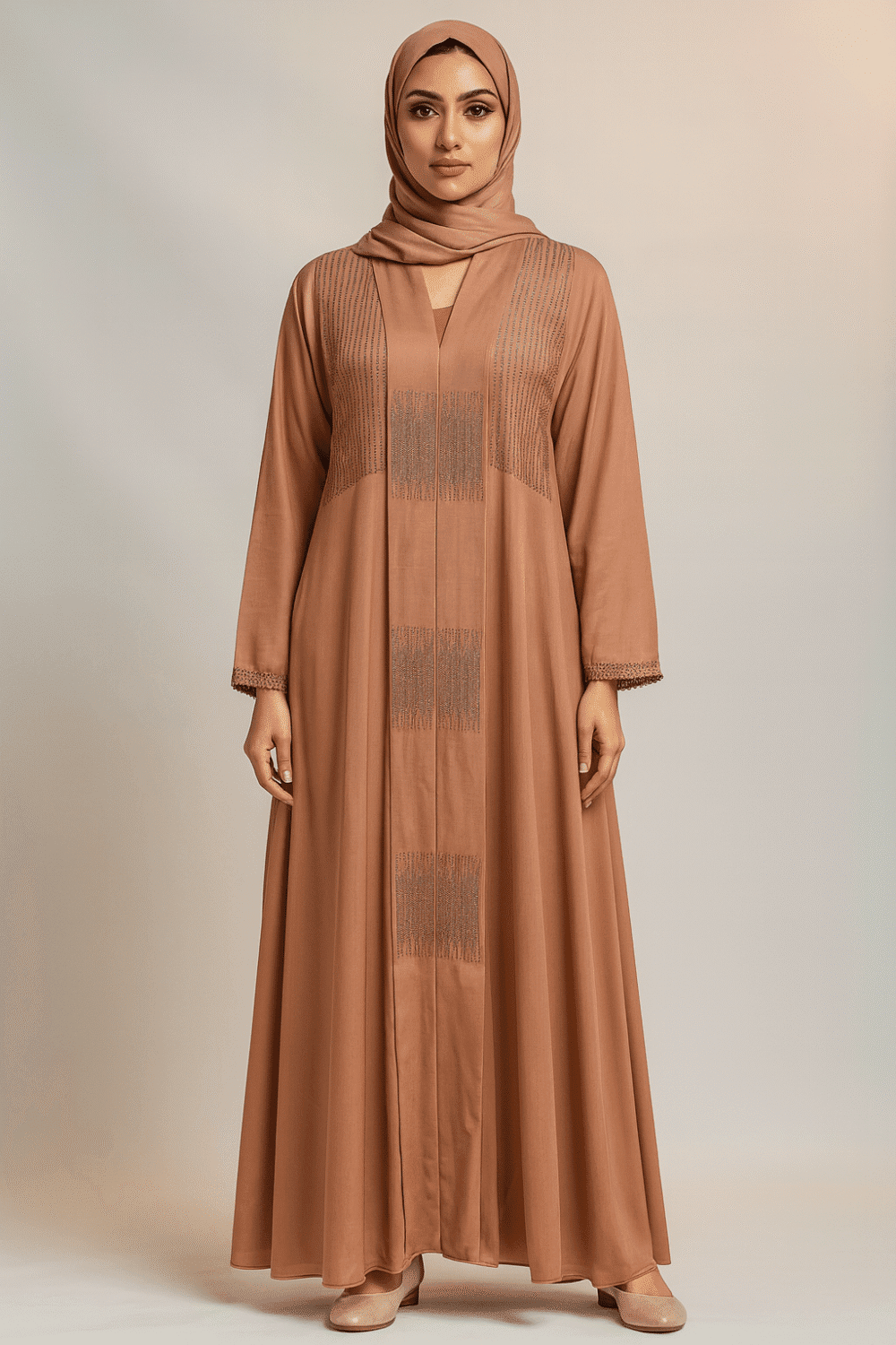 Light Pink Abaya with Stonework