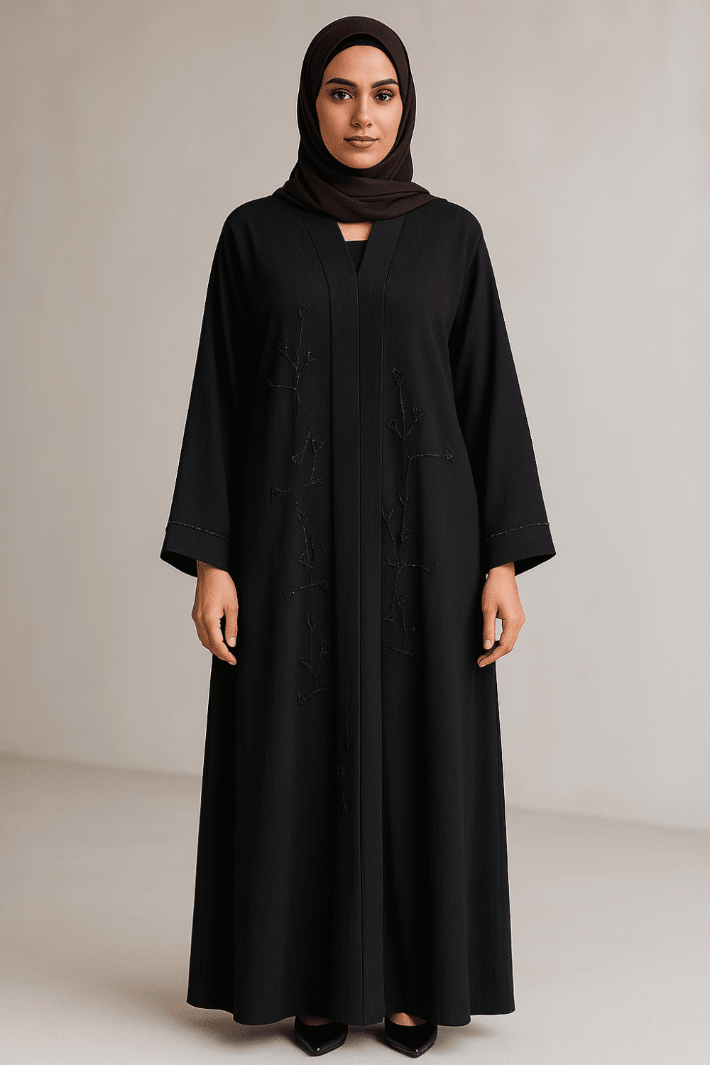 Black Abaya with Kardana Work