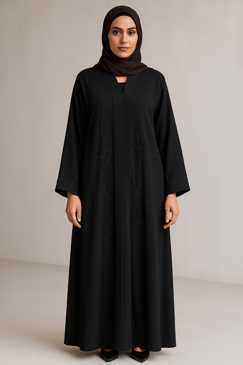 Black Abaya with Kardana Work