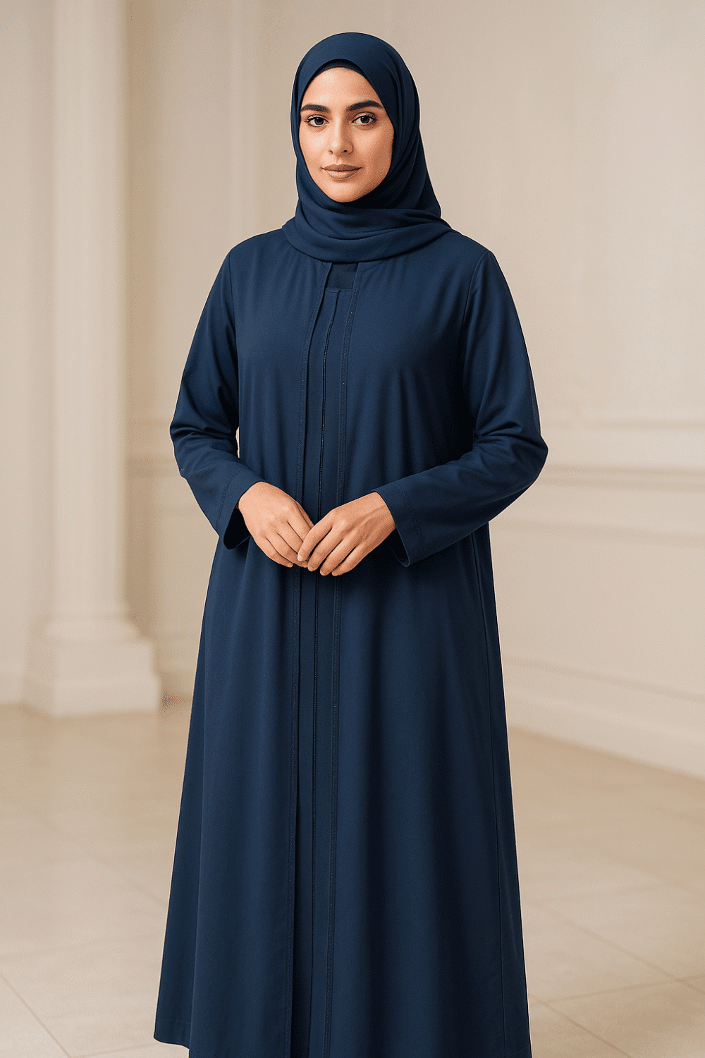 Dark blue Turkish Abaya with Stonework