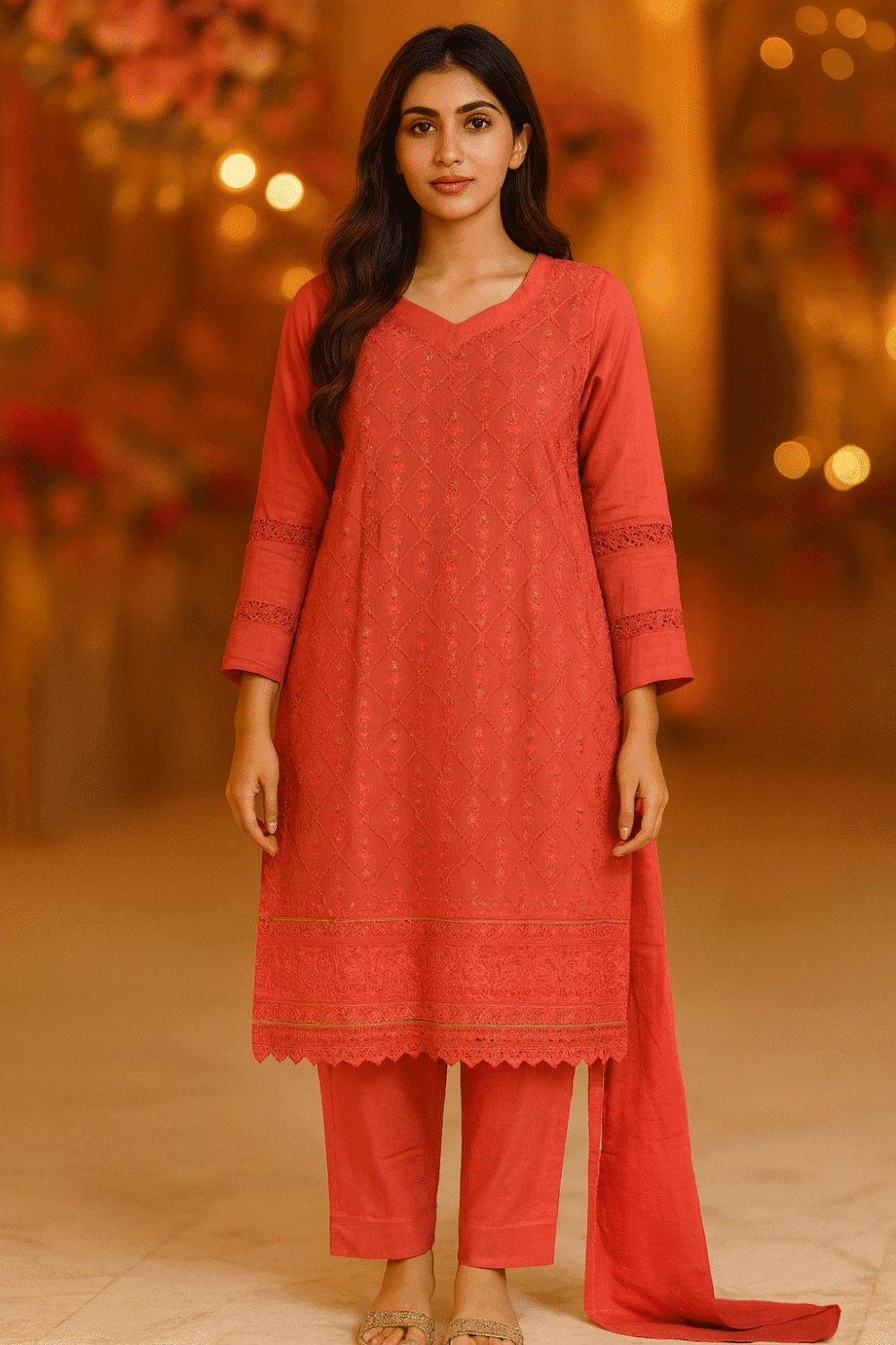 Pink Pakistani Suit with Chamki Work