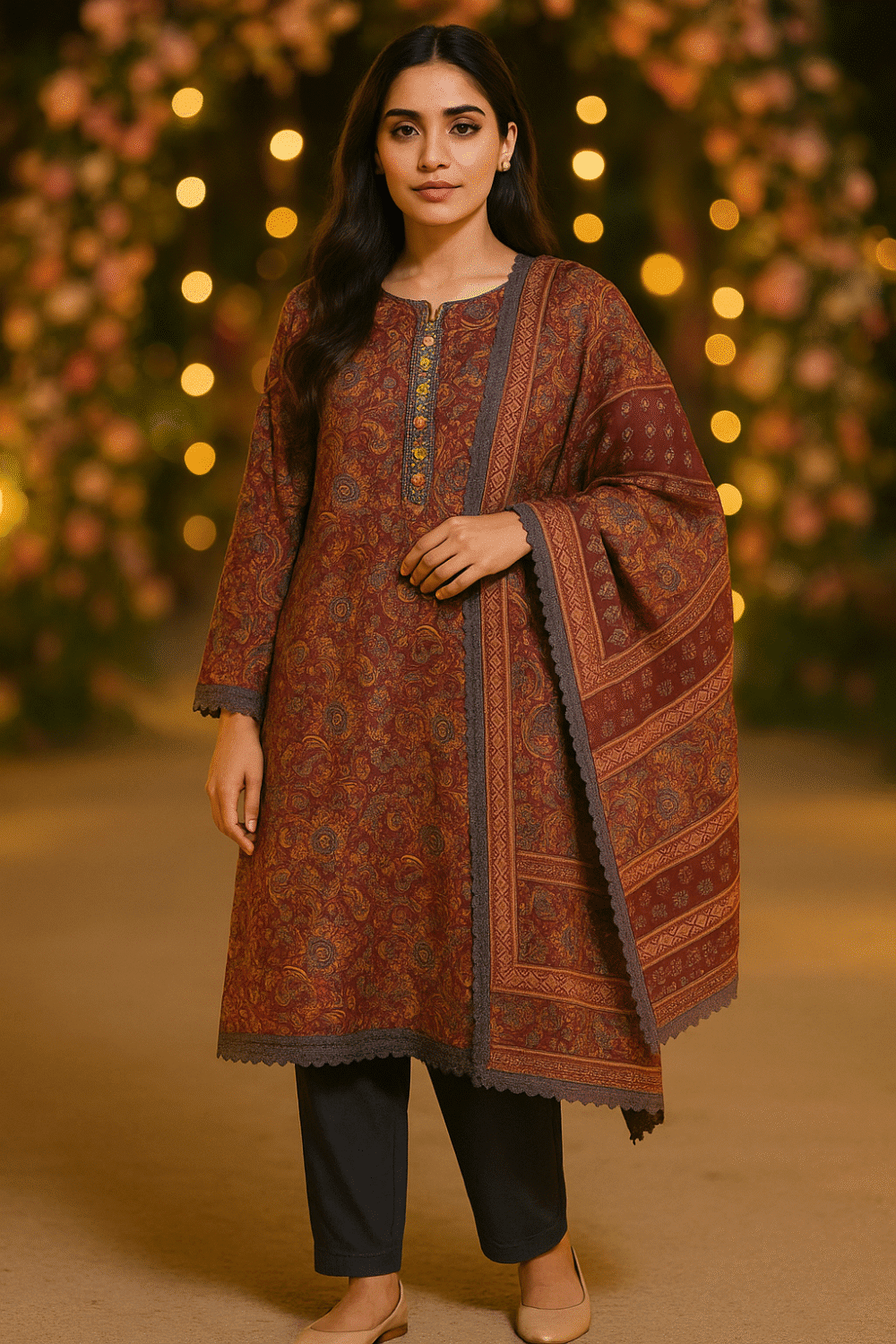 Grey Printed Suit with Design