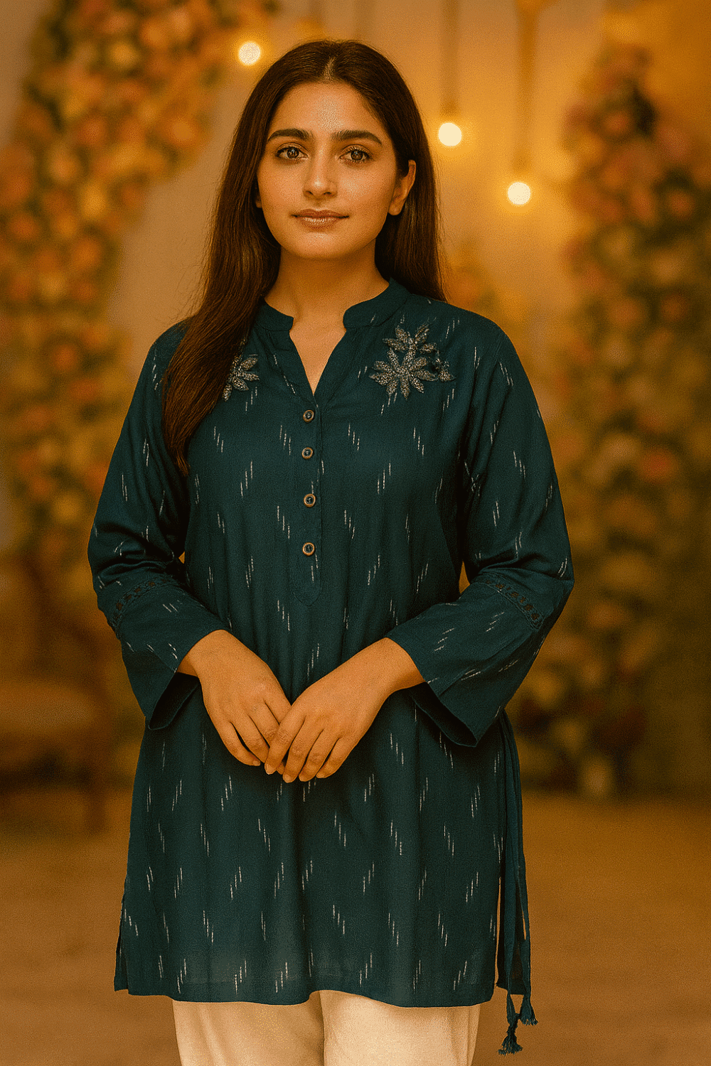 Dark Blue Suit with Stone Work